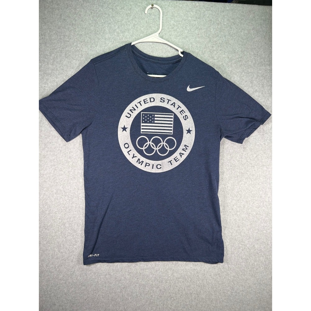 Nike Mens Dri-FIT USA Olympic Team T-Shirt Navy Blue Small American Flag Rings